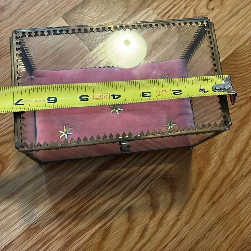 Anthropologie Velvet Lined Glass Jewelry Box NIB